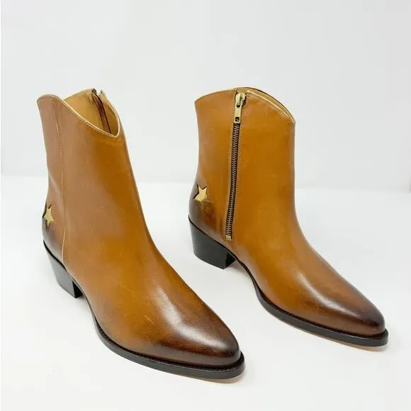 NEW Thursday Boot Co. Sedona Country Star Brown Ankle Zipper Western Booties 7.5