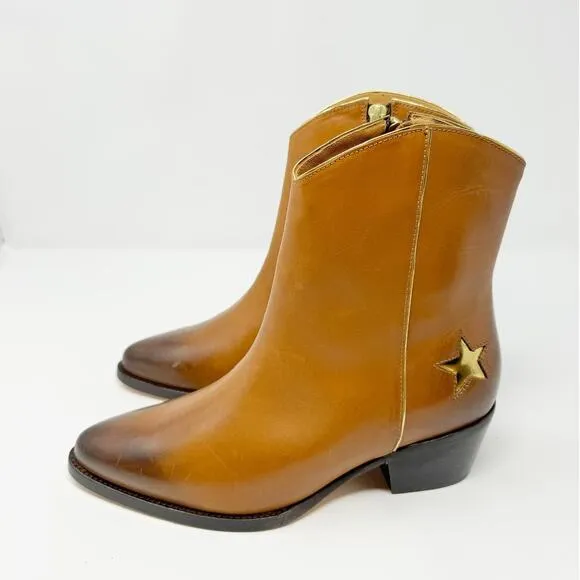 NEW Thursday Boot Co. Sedona Country Star Brown Ankle Zipper Western Booties 7.5