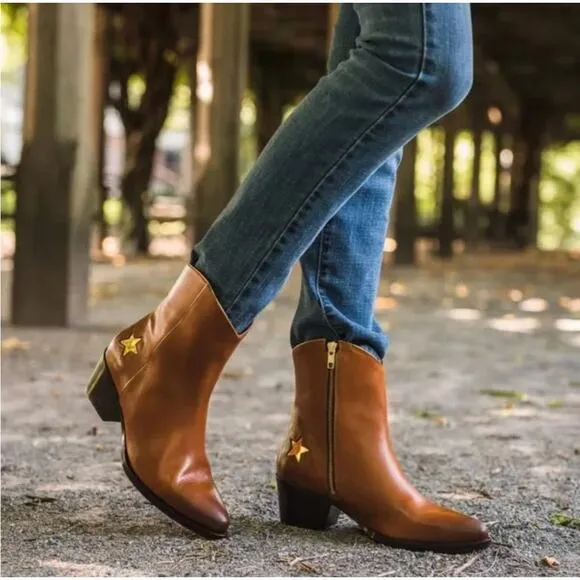 NEW Thursday Boot Co. Sedona Country Star Brown Ankle Zipper Western Booties 7.5
