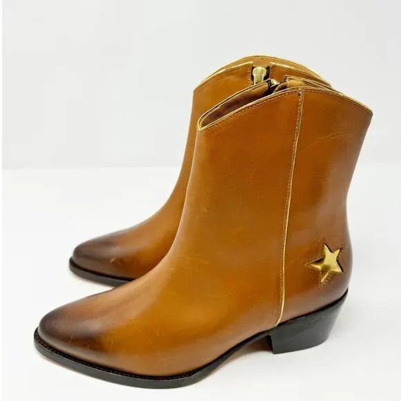 NEW Thursday Boot Co. Sedona Country Star Brown Ankle Zipper Western Booties 7.5