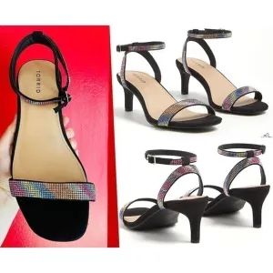 New Torrid 10WW Rainbow‎ Embellished Sparkle Faux Suede Dressy Kitten Heels