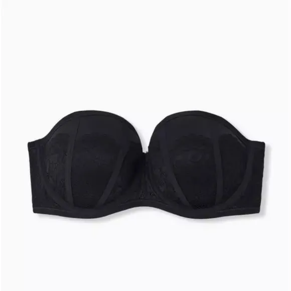 New! Torrid Curves sz 46 D Black Bombshell Everyday Strapless Push-Up Bra 46D