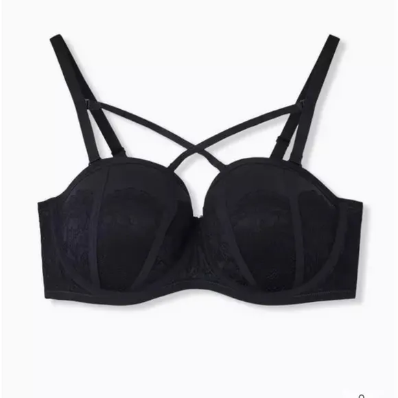 New! Torrid Curves sz 46 D Black Bombshell Everyday Strapless Push-Up Bra 46D