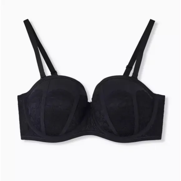 New! Torrid Curves sz 46 D Black Bombshell Everyday Strapless Push-Up Bra 46D
