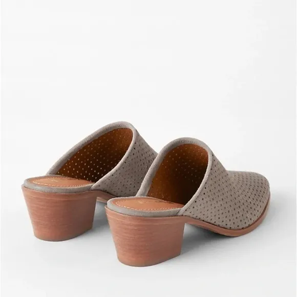 NEW Trask Teresa Perforated Suede Western Mule Taupe Sz 8.5