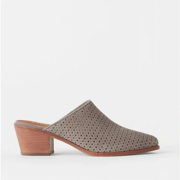 NEW Trask Teresa Perforated Suede Western Mule Taupe Sz 8.5