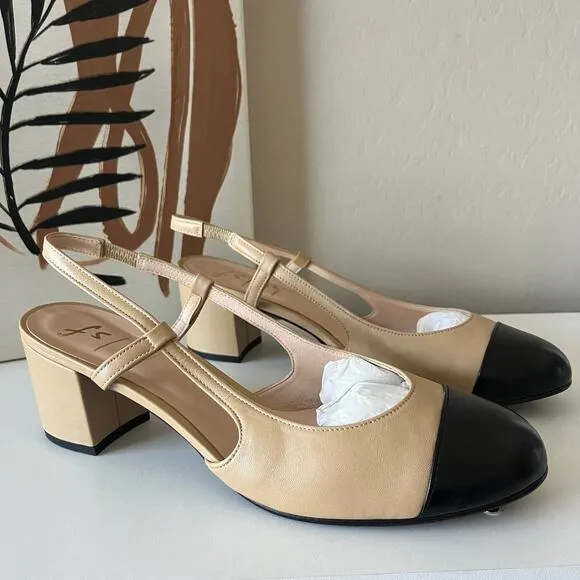NEW Tuckernuck FS/NY Black Baton Camel Nappa Leather Slingback Mules Size 10