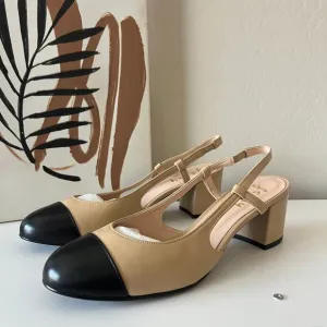 NEW Tuckernuck FS/NY Black Baton Camel Nappa Leather Slingback Mules Size 10