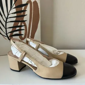 NEW Tuckernuck FS/NY Black Baton Camel Nappa Leather Slingback Mules Size 6