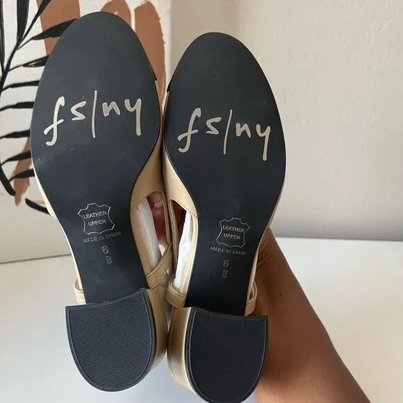 NEW Tuckernuck FS/NY Black Baton Camel Nappa Leather Slingback Mules Size 6