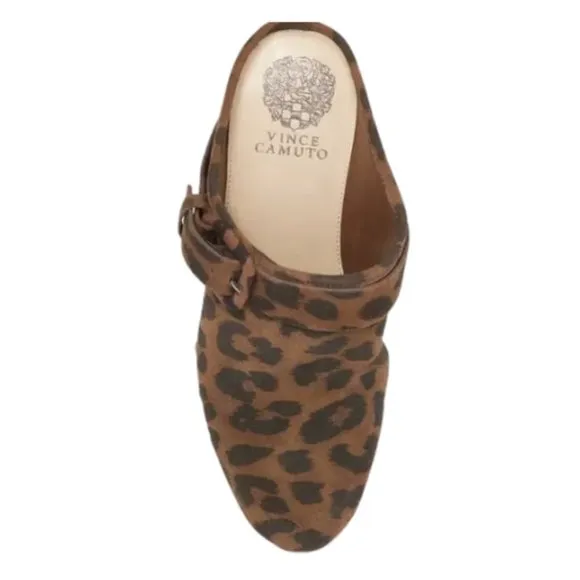 NEW Vince Camuto Leopard Studded Buckle Detail Platform Clogs