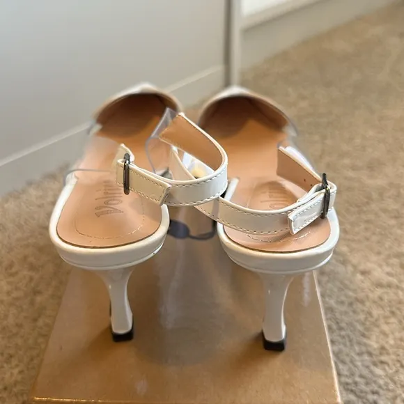 New with tags! White Sling back heart kitten heels