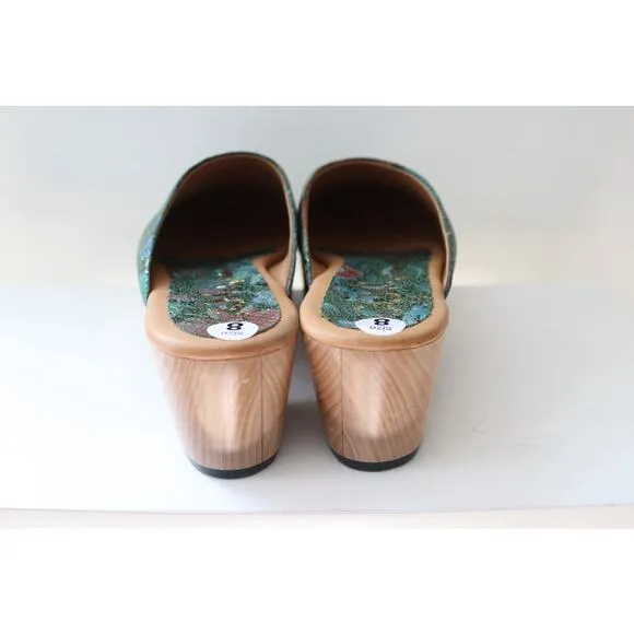 New Without Box Johnny Was Caprina Clogs Size 8 Floral Green