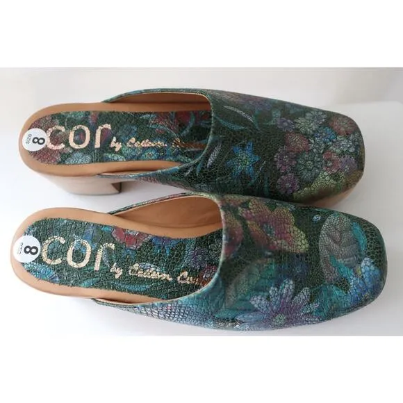 New Without Box Johnny Was Caprina Clogs Size 8 Floral Green