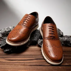 New w/o Box Bruno Marc Grandwing Wingtip Style Vegan Leather Lace-Up Oxfords