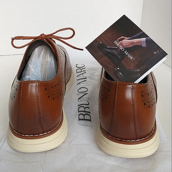 New w/o Box Bruno Marc Grandwing Wingtip Style Vegan Leather Lace-Up Oxfords