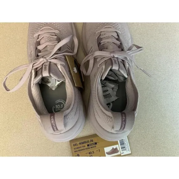 New! Womens Asics Gel-Nimbus 26 Watershed Rose/ White Running Shoes. Size 9.