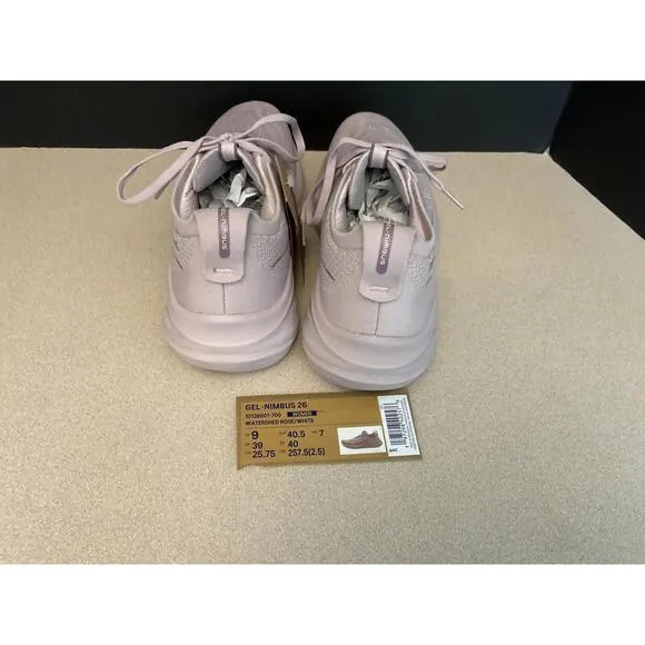 New! Womens Asics Gel-Nimbus 26 Watershed Rose/ White Running Shoes. Size 9.