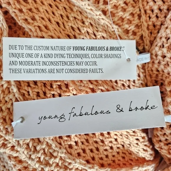 New Young Fabulous &amp; Broke Santorini Crochet Slip Maxi Dress/Swim Cover-Up NWT