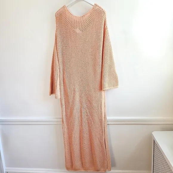 New Young Fabulous &amp; Broke Santorini Crochet Slip Maxi Dress/Swim Cover-Up NWT