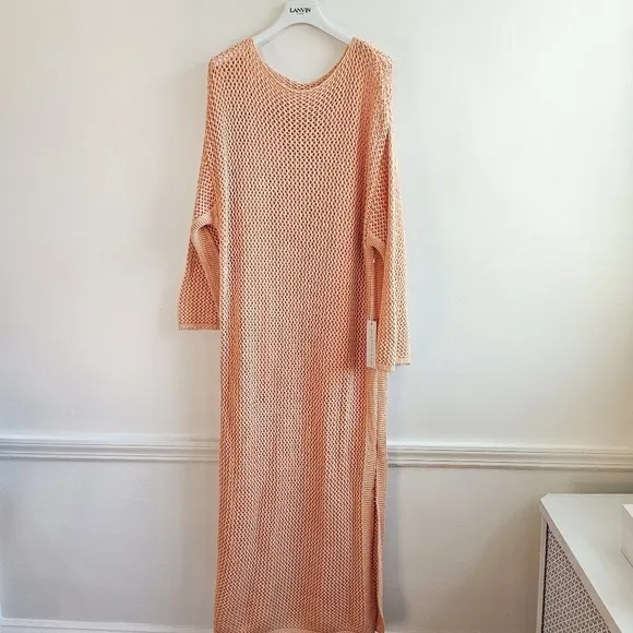 New Young Fabulous &amp; Broke Santorini Crochet Slip Maxi Dress/Swim Cover-Up NWT