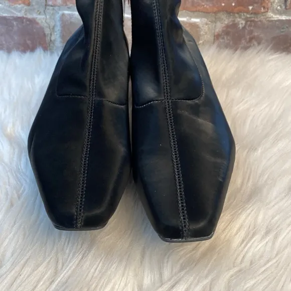 New Zara Black Kitten Heel Stretch Booties, Size 8