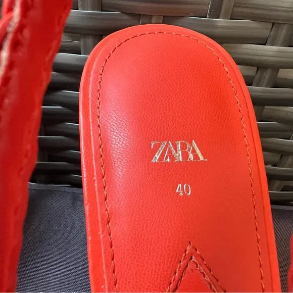 New ZARA Orange Woven Slingback Heels Sz 40 US 9.5 Chic Romantic Feminine