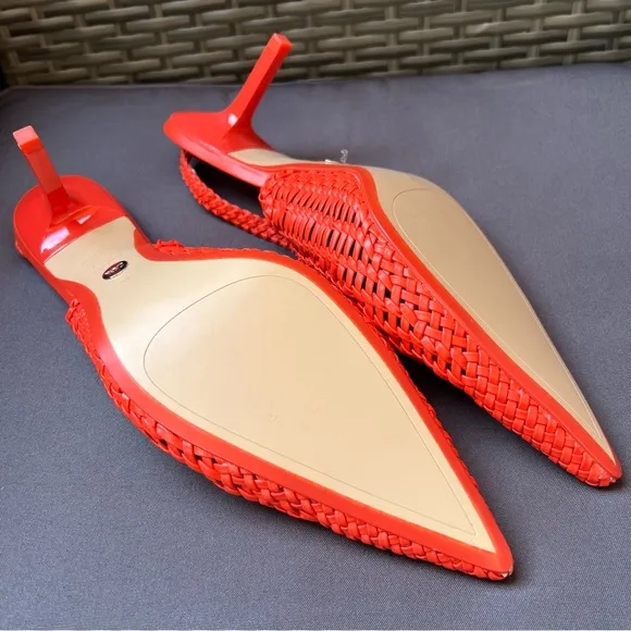 New ZARA Orange Woven Slingback Heels Sz 40 US 9.5 Chic Romantic Feminine