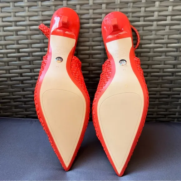 New ZARA Orange Woven Slingback Heels Sz 40 US 9.5 Chic Romantic Feminine