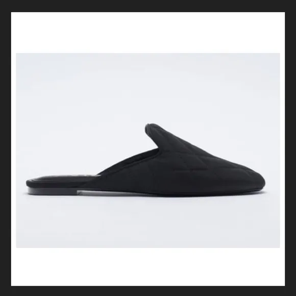 NEW Zara Quilted Flat Mules