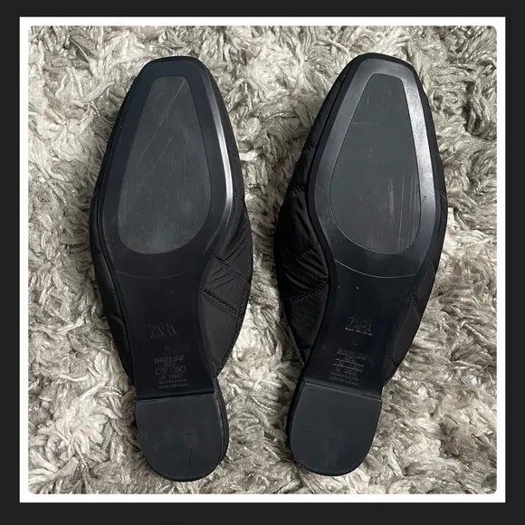 NEW Zara Quilted Flat Mules