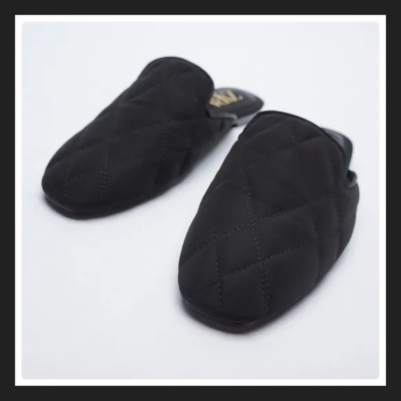 NEW Zara Quilted Flat Mules