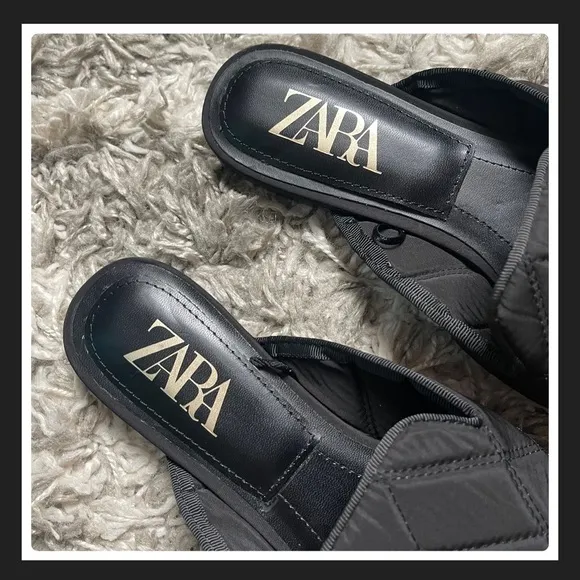 NEW Zara Quilted Flat Mules