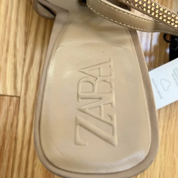 New! Zara women’s 9, natural rhinestone slingback heels.