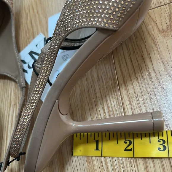 New! Zara women’s 9, natural rhinestone slingback heels.