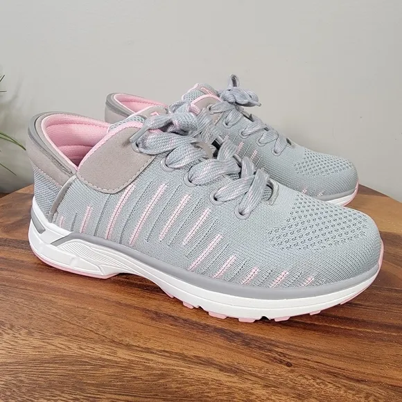 NEW Zeba Shoes Rose Gray Women's Hands Free Sneakers Size 8.5 Extra Wide