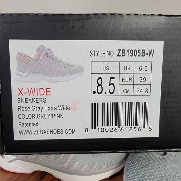 NEW Zeba Shoes Rose Gray Women's Hands Free Sneakers Size 8.5 Extra Wide