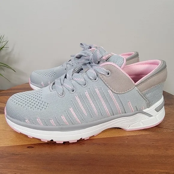 NEW Zeba Shoes Rose Gray Women's Hands Free Sneakers Size 8.5 Extra Wide