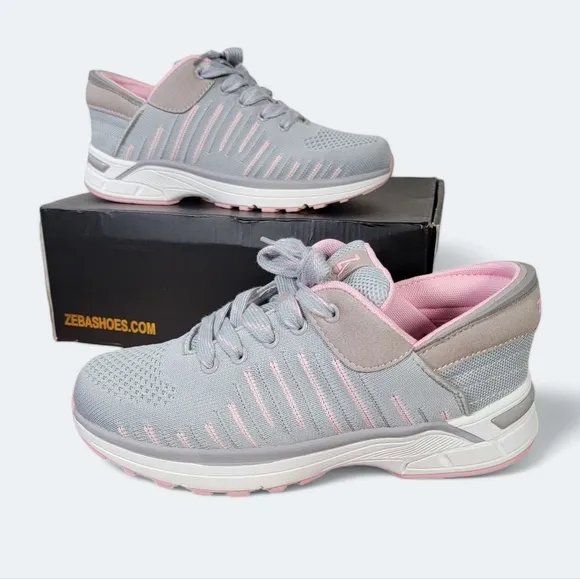 NEW Zeba Shoes Rose Gray Women's Hands Free Sneakers Size 8.5 Extra Wide