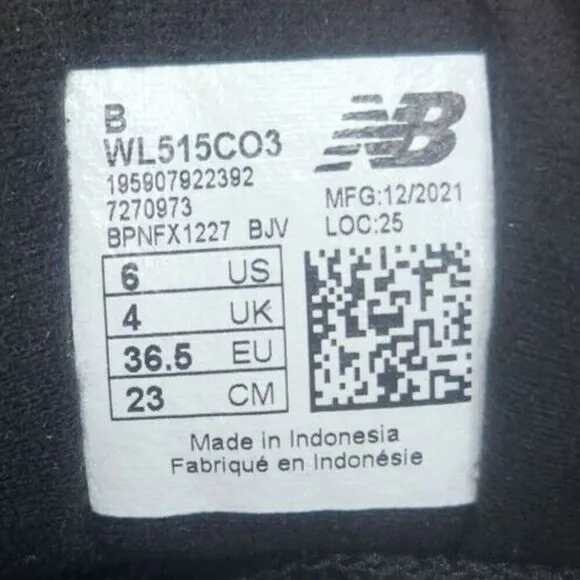 New Balance Classics 515 v3 Womens Sz 6 B Black Running Sneakers Shoes WL515CO3