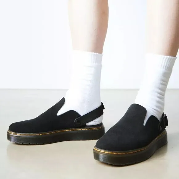 [NEW/BNIB] Dr Martens Black Carlson Suede Leather Slingback Slip On Mules US W8