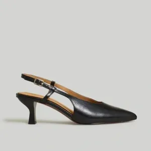 NEW Madewell Debbie Slingback Pump Black Leather Point Toe Kitten Heels Sz 9.5