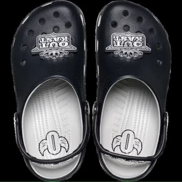 NEW NWT Crocs x‎ Outkast Classic Clog Clogs Black &amp; Silver Size Womens 10 Mens 8