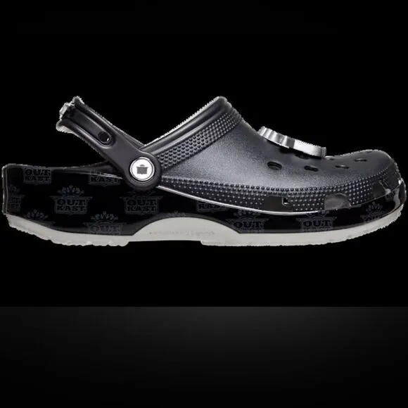 NEW NWT Crocs x‎ Outkast Classic Clog Clogs Black &amp; Silver Size Womens 10 Mens 8