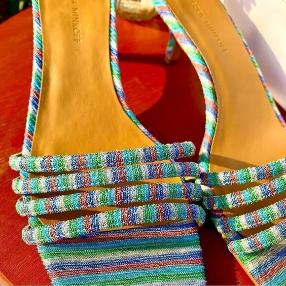 NEW REBECCA MINKOFF DECKLYNN METALLIC RAINBOW KITTEN-HEEL MULES 9M