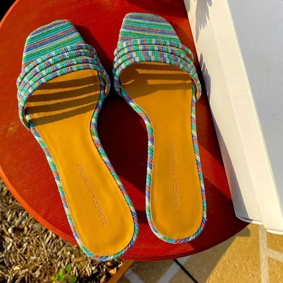 NEW REBECCA MINKOFF DECKLYNN METALLIC RAINBOW KITTEN-HEEL MULES 9M