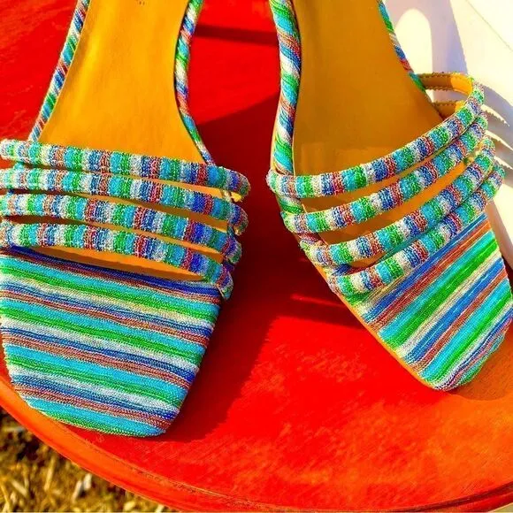 NEW REBECCA MINKOFF DECKLYNN METALLIC RAINBOW KITTEN-HEEL MULES 9M
