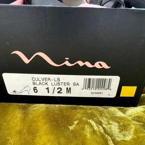 Nia Black Satin Peep Toe Kitten Heels NWT 6.5