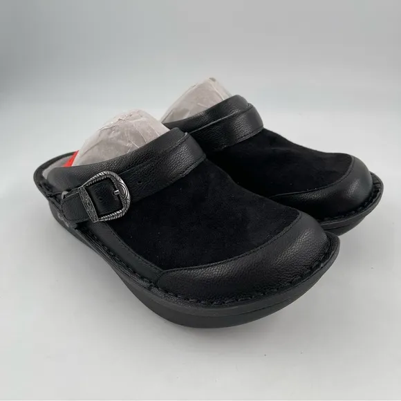 NIB! Alegriaia Women’s Seville Black Leather Flex Clogs Mules Shoes - Size 7-7.5