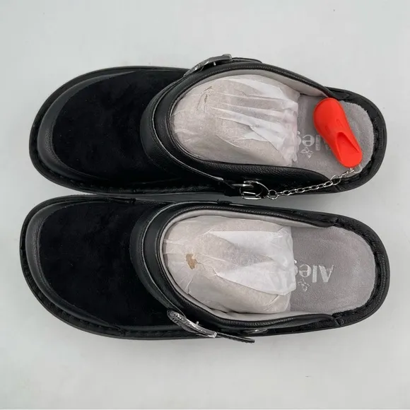 NIB! Alegriaia Women’s Seville Black Leather Flex Clogs Mules Shoes - Size 7-7.5